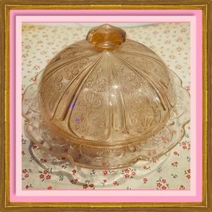 Vintage Blush Pink Depression Glass Dish w/ Lid